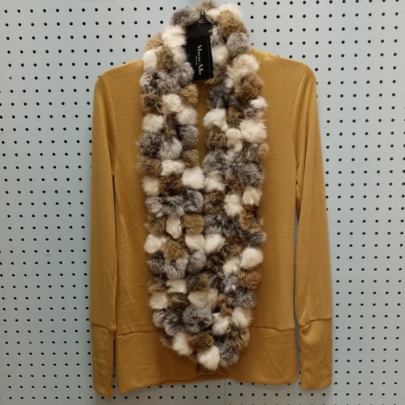 Marcus Adler Rabbit Fur Pom-Pom Infinity Scarf - Picture 3 of 4